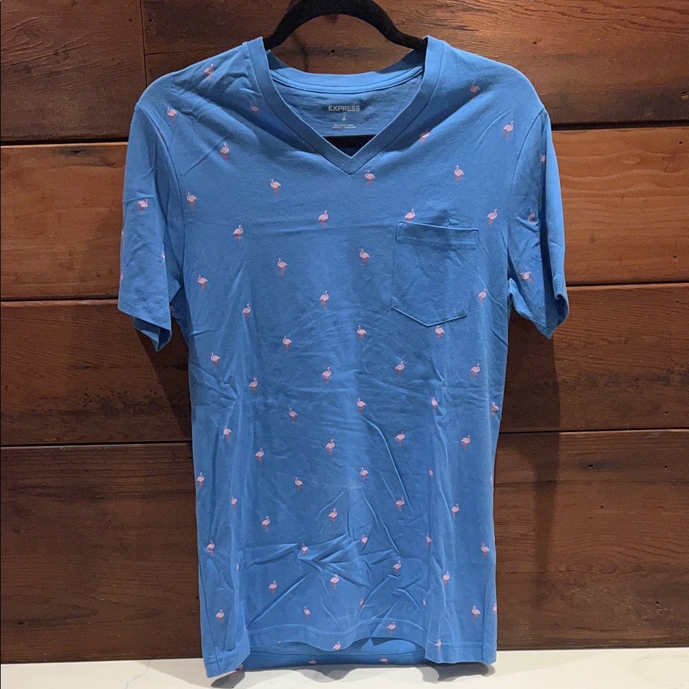 🔥‼️Express Light Blue Flamingo Pattern Men's Tee‼️🔥